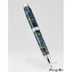 Ballpoint twist pen handcrafted with beautiful dyed box elder burl