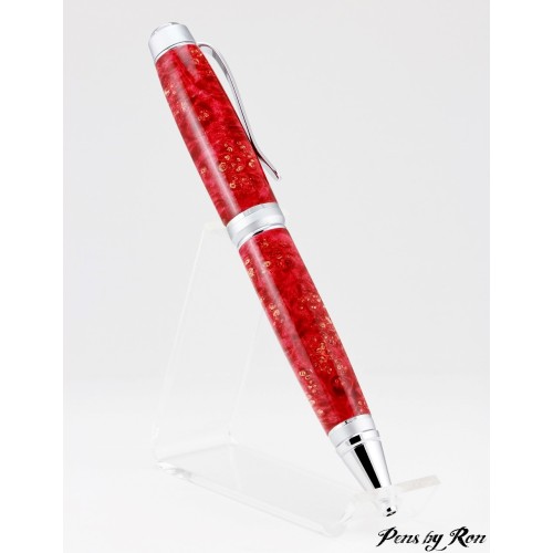 Handmade ballpoint pen with custom wood material and chrome trim