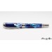 Stunning blue resin on a handcrafted roller ball pen with black titanium accents