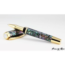 Custom roller ball desk pen handcrafted with rare Mexican Green Abalone