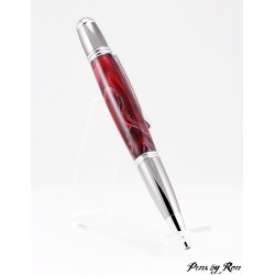 Beautiful red ballpoint twist pen handcrafted with chrome and gun metal trim
