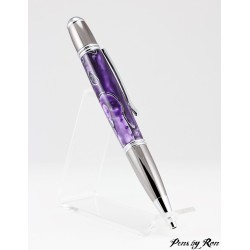 Gun Metal and Chrome trimmed ballpoint pen with a custom mesh resin