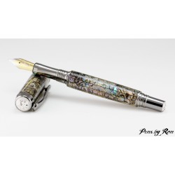 Unique Heart Abalone fountain pen handcrafted with titanium accents