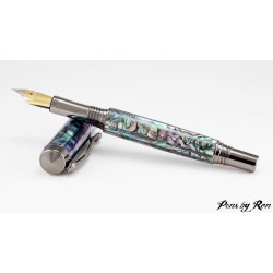 Beautiful handmade abalone fountain pen with gun metal accents