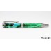 Stunning green swirled handcrafted roller ball pen with black titanium accents