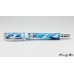 Deep blue swirled roller ball pen handcrafted with chrome accents
