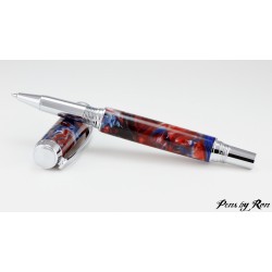 Handmade rollerball pen with a unique resin and chrome accents