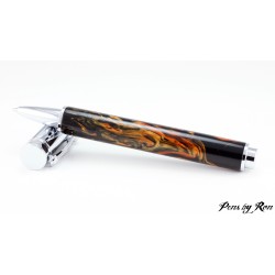 Magnetic capped roller ball pen with a stunning resin and chrome accents