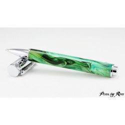 Deep green swirled roller ball pen paired with chrome accents and a magnetic cap