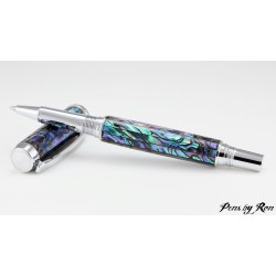 Paua Abalone roller ball pen custom made with chrome accents