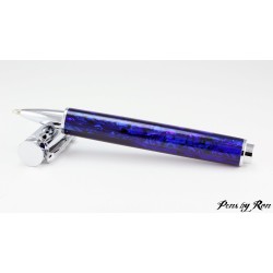 Stunning dark blue abalone on a handcrafted roller ball pen with chrome accents