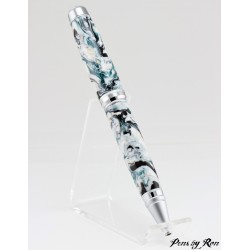 Beautiful marbled ballpoint pen handcrafted with chrome accents