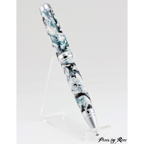 Beautiful marbled ballpoint pen handcrafted with chrome accents