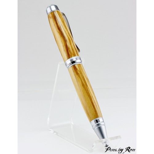 Handmade ballpoint twist pen with a beautifully figured Olive wood