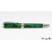 Brilliant emerald abalone roller ball pen with titanium accents