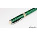 Brilliant emerald abalone roller ball pen with titanium accents
