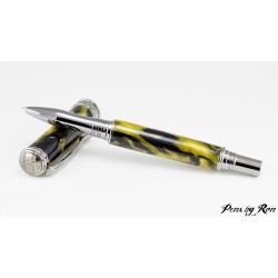 Custom roller ball pen with a stunning resin and titanium accents