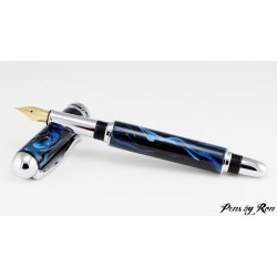 Beautiful custom fountain pen with a stunning blue resin