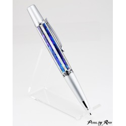 Stunning ballpoint pen with alternating strips of Abalone and Mother of Pearl