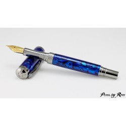 Handcrafted Fountain Pen in High Grade Abalone and Black Titanium Trim