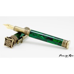 Beautiful Greek style abalone fountain pen with antique brass trim