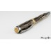 Stunning caramel swirled resin fountain pen with black titanium and gold accents