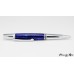 Chrome and satin ballpoint pen handcrafted with stunning blue abalone shell