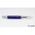 Chrome and satin ballpoint pen handcrafted with stunning blue abalone shell