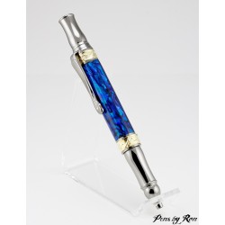 Gold and Black Titanium twist ballpoint pen with beautiful blue abalone material