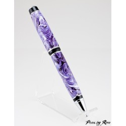 Stunning swirled acrylic resin handcrafted ballpoint pen with chrome accents