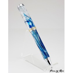 Beautiful twist handcrafted ballpoint pen with gold and chrome accents and a stunning resin