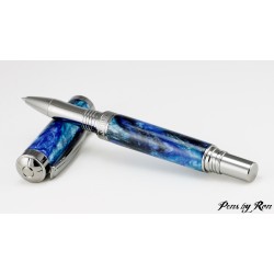 Sparkling diamond infused acrylic handmade rollerball pen with black titanium accents