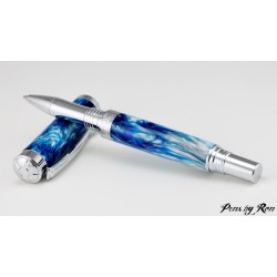 handcrafted rollerball pen with amazing depth of color and chrome accents
