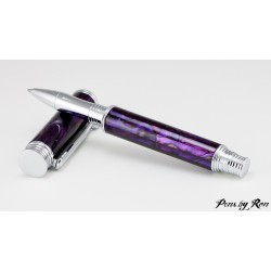 Beautiful purple abalone handmade rollerball pen with chrome accents