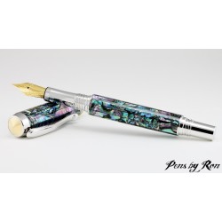 Beautiful abalone fountain pen handcrafted with rhodium accents