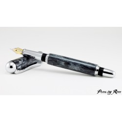 Handcrafted fountain pen with chrome accents and a diamond resin
