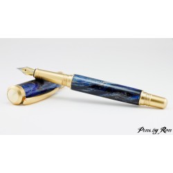 Diamond resin on a custom fountain pen with a satin gold trim