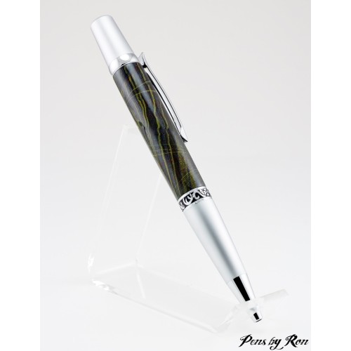 Beautiful handmade ballpoint pen with satin accents